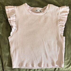 Zara Kids Light Pink Ruffle Sleeve Tee